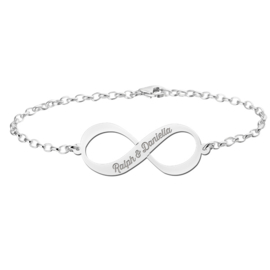 Valentijn Sieraad | Names4ever Zilveren Armband met Infinity Teken met Namen