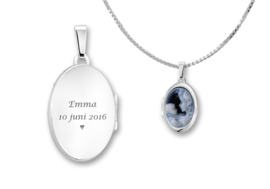 Ovaalvormig Zilveren Medaillon met Moeder en Kind Camee - Names4ever