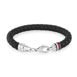 Tommy Hilfiger Zwart Leren Heren Armband TJ2790545