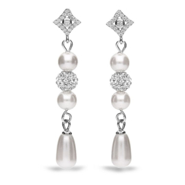 Spark Charm Pearl Zilveren Oorhangers met Glaskristallen & Parels