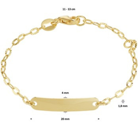 Gouden Graveer Kinderarmband 4 mm 11 – 13 cm