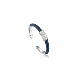 Ania Haie Bright Future Zilveren Ring met Blauwe Emaille en Zirkonia’s