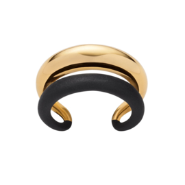 Bolle Bicolor Ring van Edelstaal met Twee Stroken van M&M