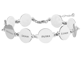 Names4ever Zilveren Armband met Tien Rondjes met Naam ZNA68