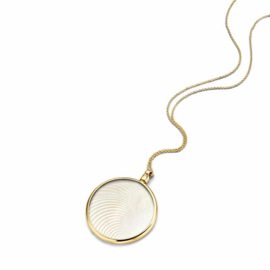 Gouden 33mm Medaillon met White Laser Wave Insignia en Ketting van MY iMenso Gold