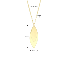 Gouden Collier met Dubbele Bladvormige Hangers