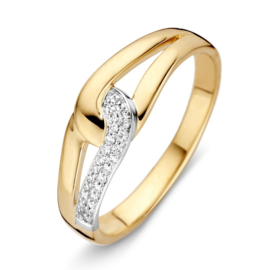 Excellent Jewelry Bicolor Ring met Dubbele Lus en Diamanten