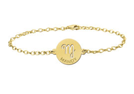 Gouden Armband met Ronde Maagd Sterrenbeeld Naamhanger > Names4ever