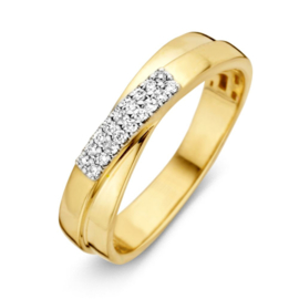 Excellent Jewelry Geelgouden Ring met Dubbele Diamant Rij