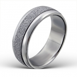 Zilverkleurige gezandstraalde ring IB14330