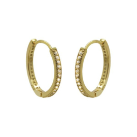 Karma Goudkleurige Hinged Hoops Zirconia Oorringen 18 mm