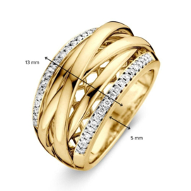 Excellent Jewelry Geelgouden Fantasie Ring met Diamant Rijen