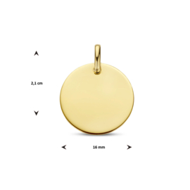 Graveerhanger 16mm Rond 14 Karaats Goud