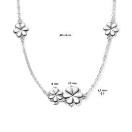 Moeder Dochter | Zilveren Collier met Bloemen voor Dames 40+4 cm