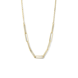 Valentijnscadeau | 14K Geelgouden Collier met Jasseron en Paperclip Schakels