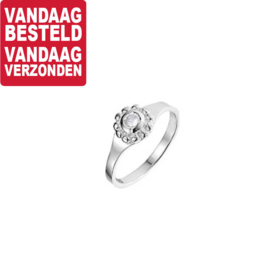 Zilveren Ring met Zirkonia Steentje | Ringmaat 15,5