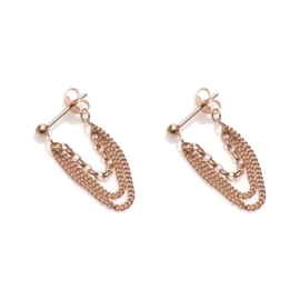 Rosegold Plated Silver Multi Chain Oorstekers van Karma