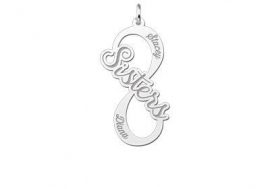 Names4ever Sisters Infinity Hanger van Zilver - Graveer Sieraad