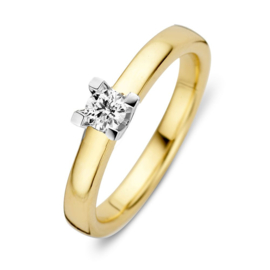 Excellent Jewelry Gouden Dames Bicolor Ring met Diamant