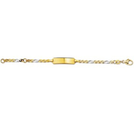 Gouden Bicolor Graveer Baby Armbandje Anker | Lengte 11 – 13 cm