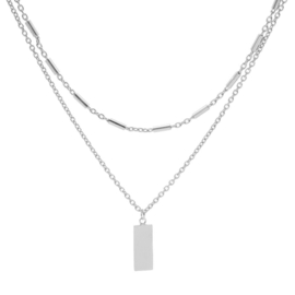 Karma Dubbele Ketting Tubes Rectangle in Zilver