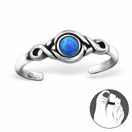 Smalle Teenring met Blauwe Opaal