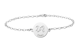 Zilveren Armband met Ronde Tweeling Sterrenbeeld Naamhanger > Names4ever