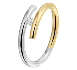 Bicolor Ring met Zilveren Kern en Losse Uiteinden met Diamant