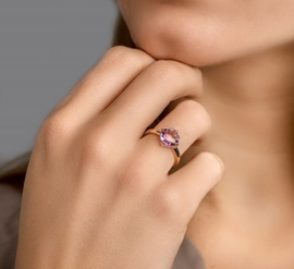 Roségouden Ring met Paarse Amethist Edelsteen