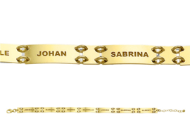 Names4ever Gouden Armband met Rechthoekige Naamplaatjes GNA58