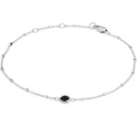 Schakelarmband van Zilver met Onyx Edelsteen