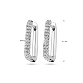 Zilveren  Klapoorringen met Zirkonia’s 14,5 x 2 mm