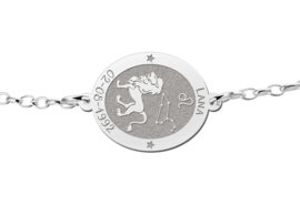 Zilveren Armband met Ovaalvormige Leeuw Sterrenbeeld Naamhanger > Names4ever