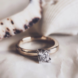 Excellent Jewelry Gouden Dames Bicolor Ring met Diamant