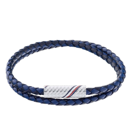 Tommy Hilfiger Two Tone Blauw Leren Heren Wikkel Armband TJ2790470