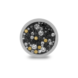 LOCKits Zilverkleurige Munt met Witte, Champagne en Zwarte Zirkonia’s 25mm