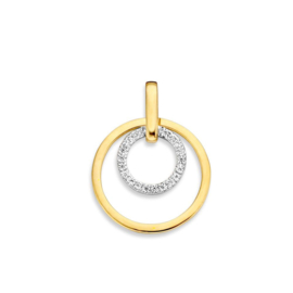 Excellent Jewelry Opengewerkte Bicolor Cirkel Hanger met Zirkonia’s