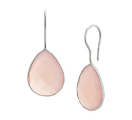 Roze Chalcedoon Oorhangers van Zilver