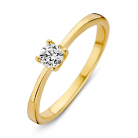 Excellent Jewelry Slanke Dames Ring van Geelgoud met Zirkonia