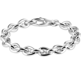 Robuuste Zilveren Schakelarmband met Rhodium voor Dames