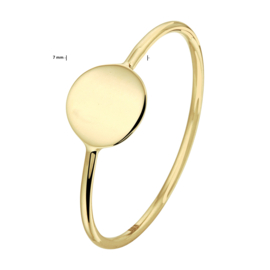 Gouden Dames Ring met Rond Plaatje voor Graveer Letter