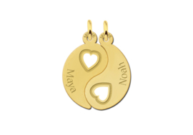 Names4ever Gouden Yin Yang Breekhanger met Namen en Hartjes van Names4ever