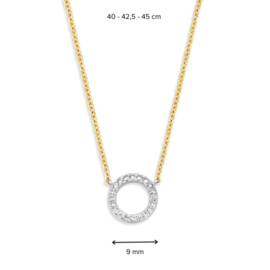 Excellent Jewelry Geelgouden Collier met Witgouden Diamant Cirkel