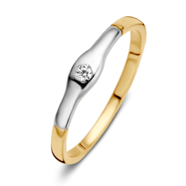 Excellent Jewelry Gouden Ring met Witgouden Kopstuk met Zirkonia