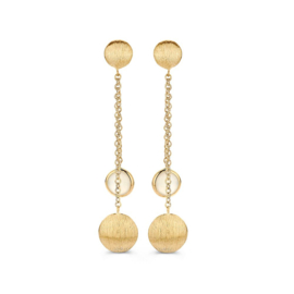 Excellent Jewelry Gouden Oorstekers met Dubbele Hanger en Maansteen