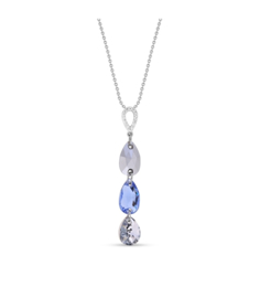 Spark Triple Drop Ketting met Lichtblauw Glaskristal