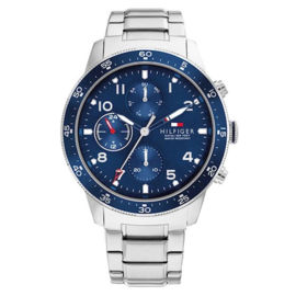 Tommy Hilfiger Jimmy Zilverkleurig Heren Horloge met Blauwe Wijzerplaat