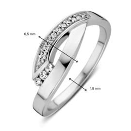 Excellent Jewelry Witgouden Ring met Kleurloze Zirkonia’s