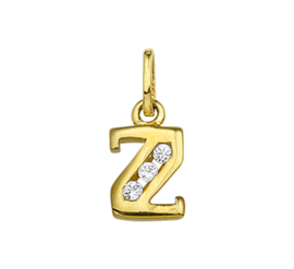 Alfabet Letter Z Hanger van Geelgoud met Zirkonia’s