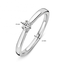 Excellent Jewelry Slanke Witgouden Dames Ring met 0,09 crt. Diamant